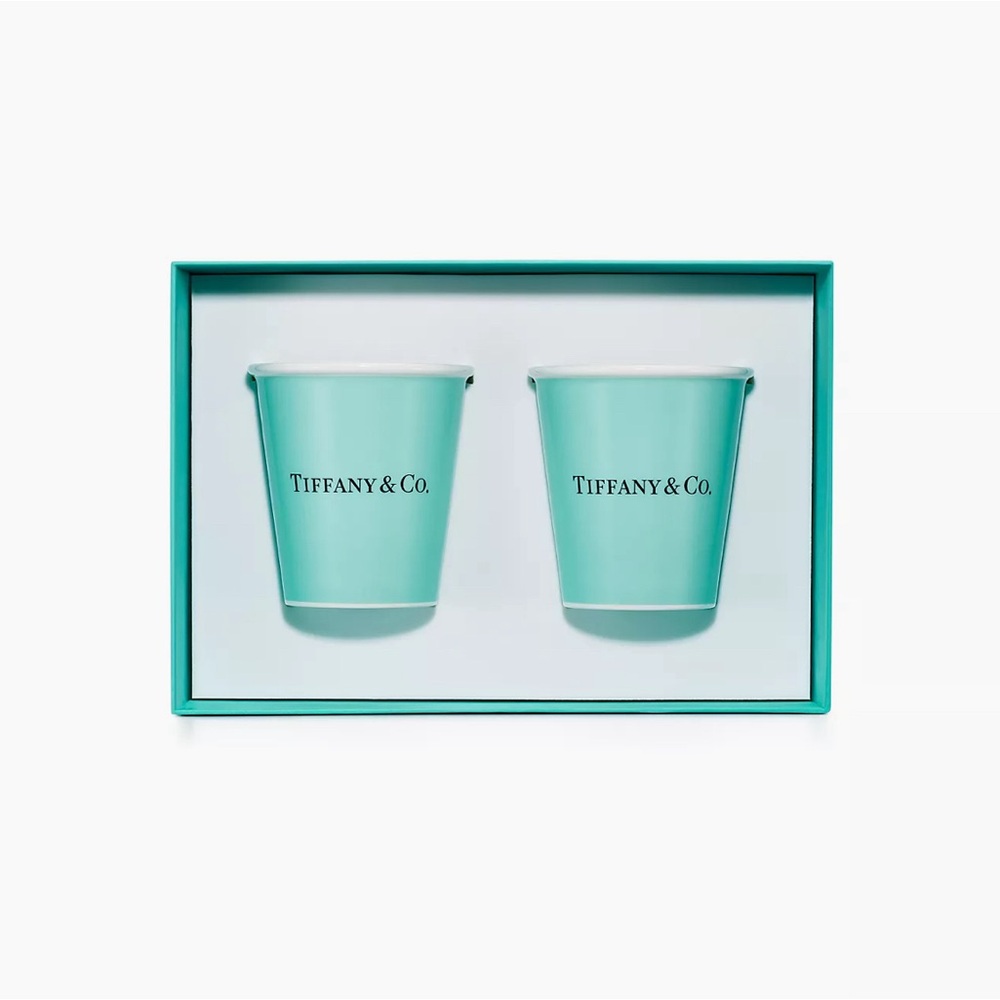NIB Tiffany Coffee Cups in Bone China
